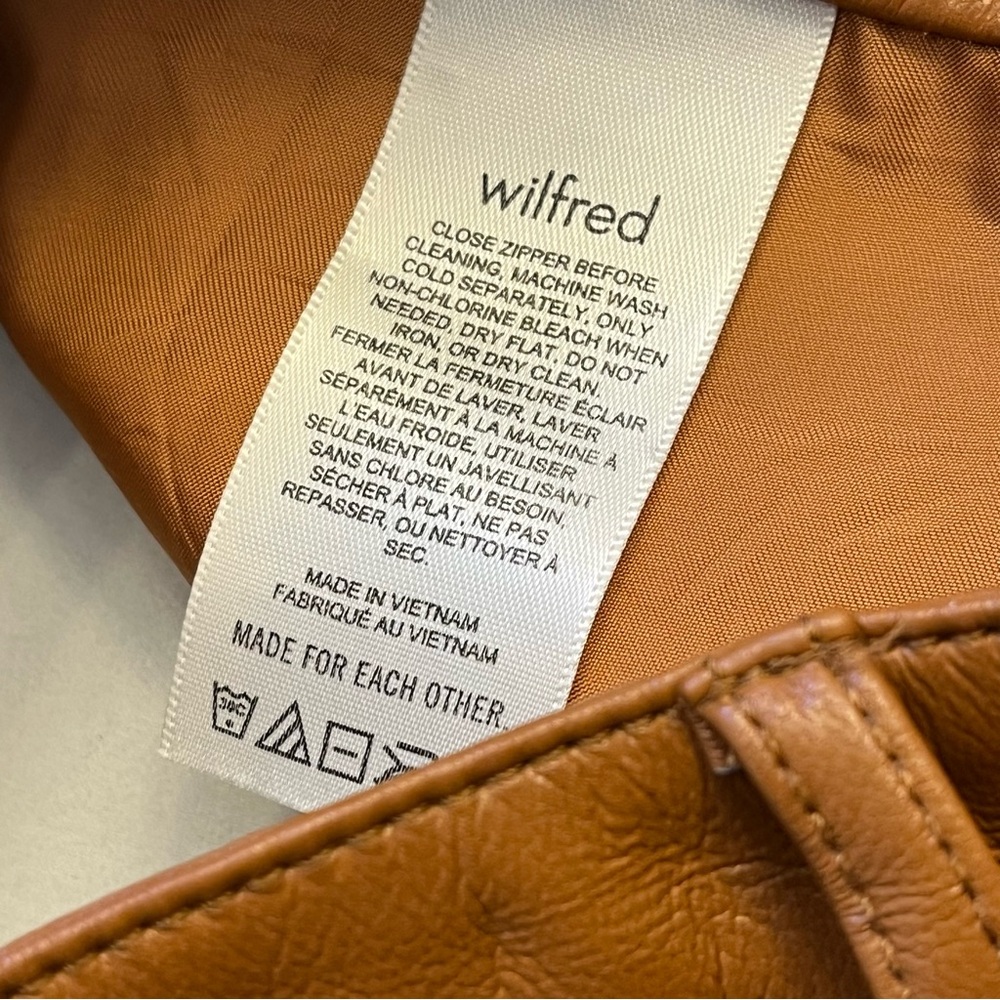 Aritzia Wilfred Pants Womens 2 Brown Melina High Rise Vegan Leather Straight Leg - Picture 4 of 10